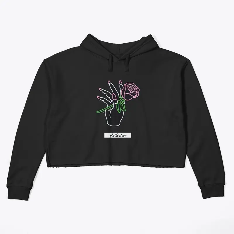 Rose in Hand Crop Hoodie